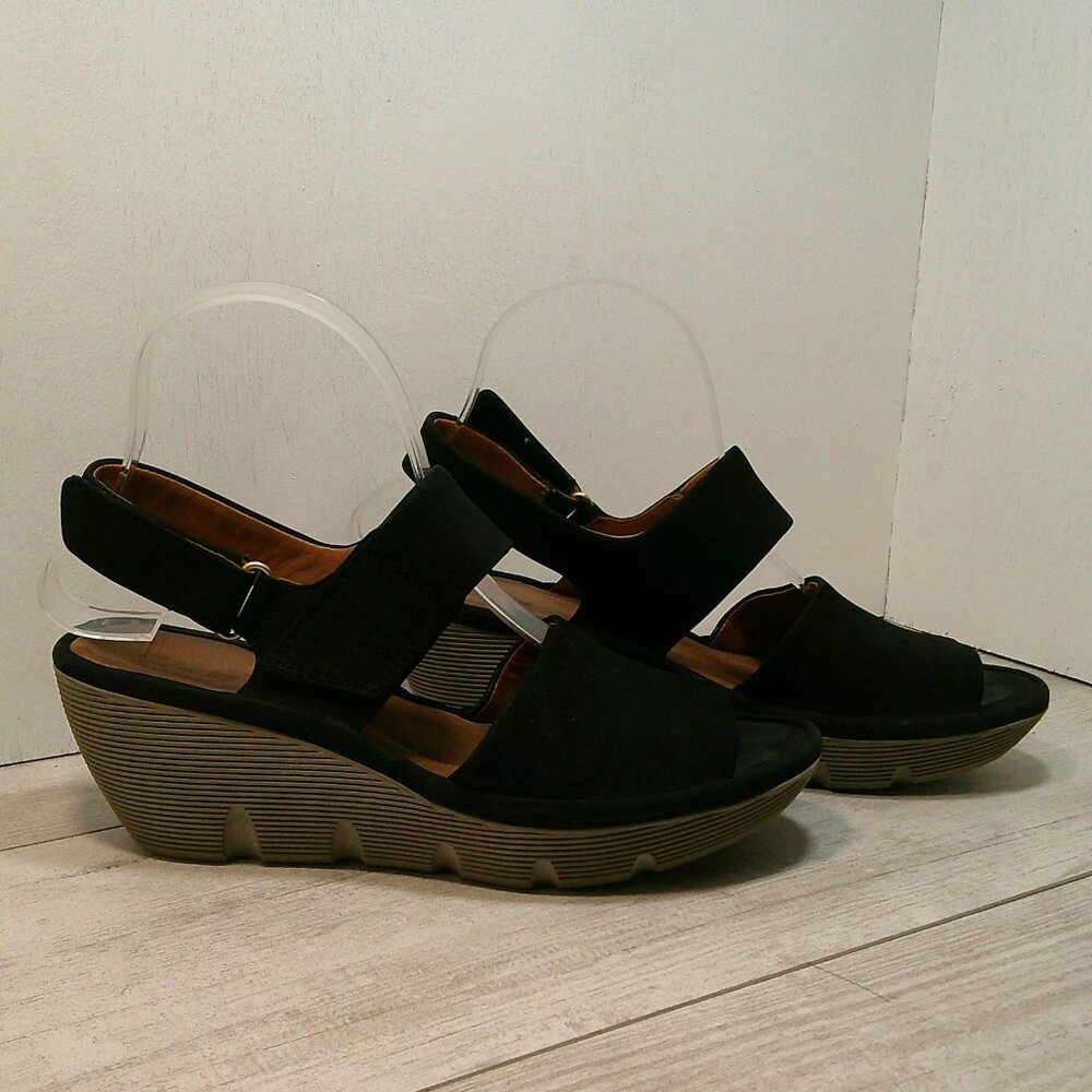 Clarks Women's Black Nubuck Clarene Allure Adjustable Ankle Strap Size 8 - Picture 7 of 10